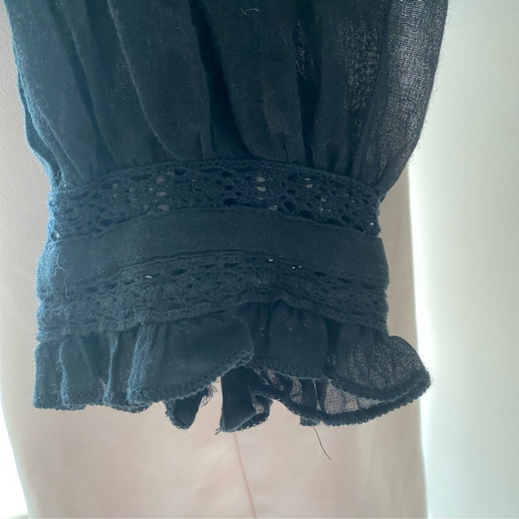 Free People Abigail Victorian Eyelet Lace Long Sleeve Blouse Black - XS - Picture 11 of 14